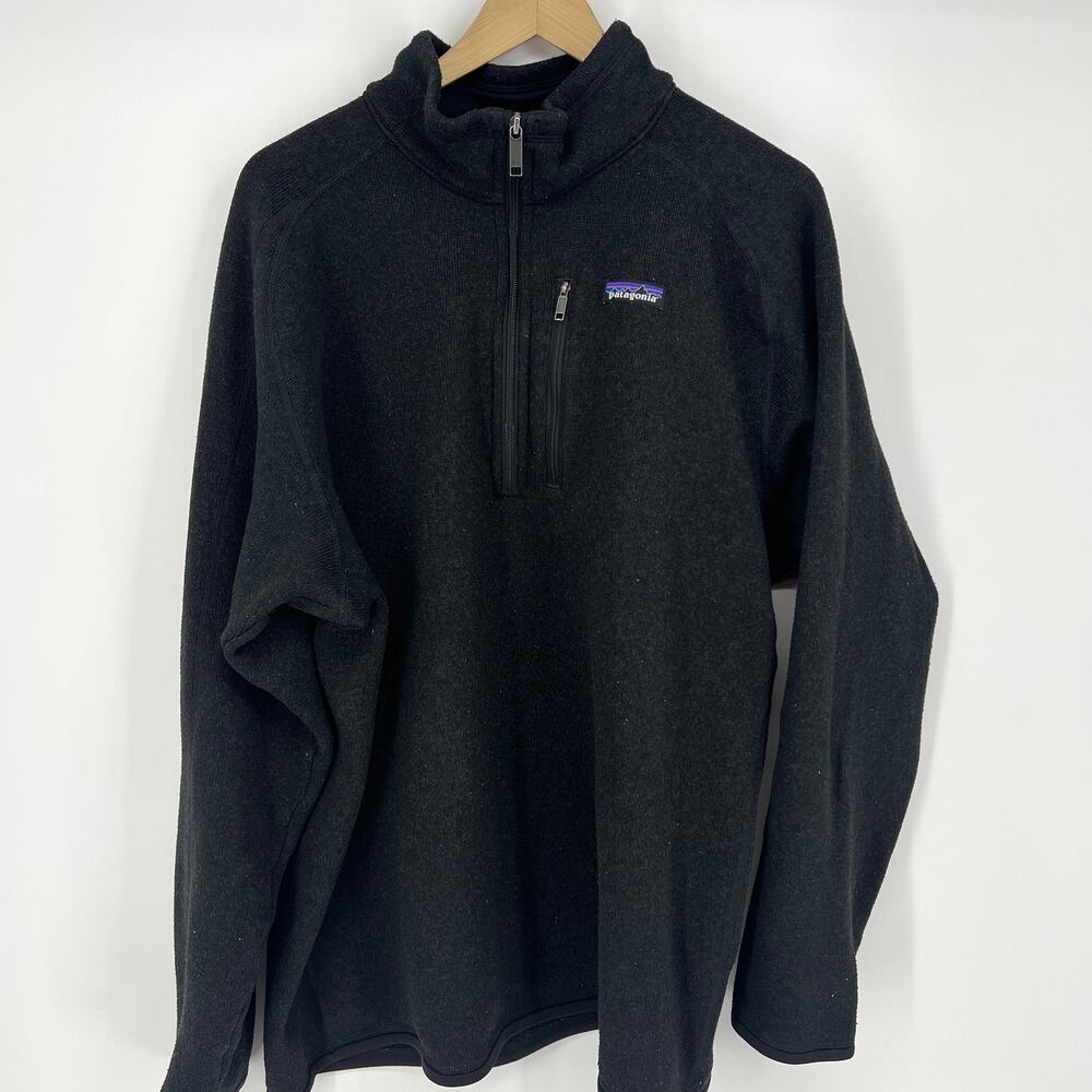 Patagonia Mens Better Sweater 1/4 Zip Fleece Pullover in Black Preowned Size XXL